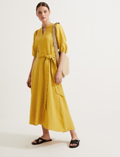 M&S Autograph Irish Linen Blend Belted Dress
