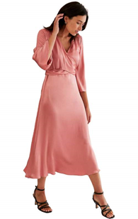 M&S X Ghost Satin Midi Wrap Dress