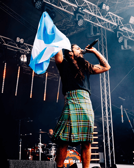 Bob Vylan Onstage in a kilt at TRNSMT Festival in Glasgow